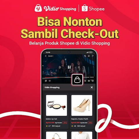 Vidio dan Shopee Indonesia berkolaborasi hadirkan Vidio Shopping. Foto: dok. Istimewa