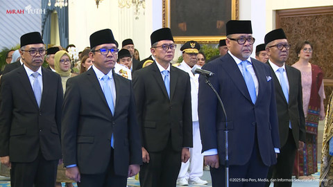 Suasana pelantikan Duta Besar (Dubes) di Istana Negara, Jakarta, Rabu (8/10/2025). Foto: Youtube/Sekretariat Presiden