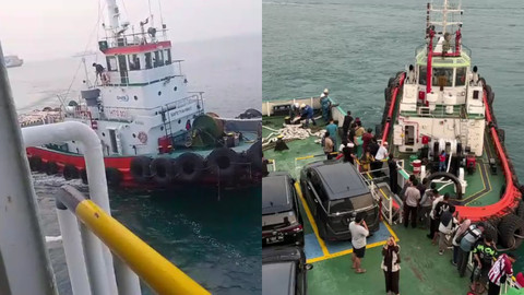 KMP Sebuku mengalami gangguan teknis pada mesin saat dalam perjalanan. | Foto: Dok Istimewa