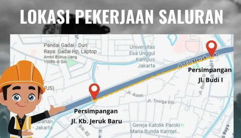 Pengalihan arus lalu lintas di Jalan Arjuna Selatan arah Kemanggisan-Tomang. Foto: TMC Polda Metro