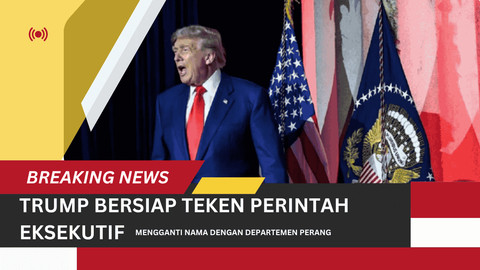 Gambar ilustrasi saat presiden Trump Bersiap Teken Perintah Eksekutif untuk Mengganti Nama Departemen Perang (Desain Oleh penulis menggunakan Canva) 