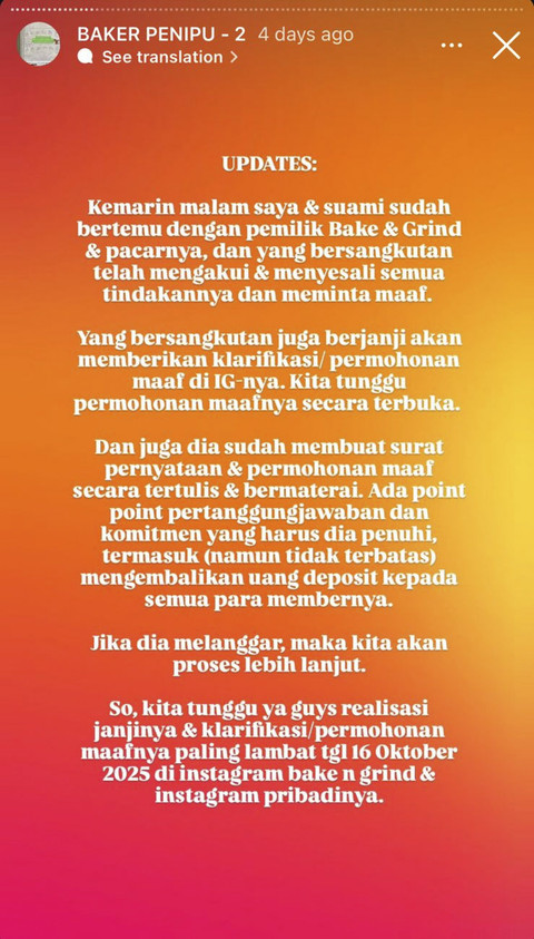 Pemilik Bake n Grind akui cantumkan klaim tak sesuai dan lakukan repacking. Foto: Instagram/ @feliz88eliz