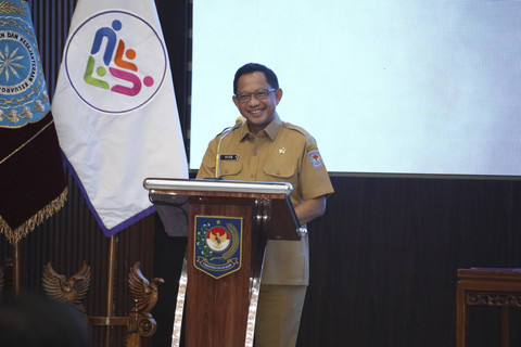 Mendagri Tito Karnavian saat hadiri Pelantikan Ketua TP PKK dan Pembina Posyandu di kantor Kemendagri, Jakarta, Senin (13/10/2025). Foto: Kemendagri RI