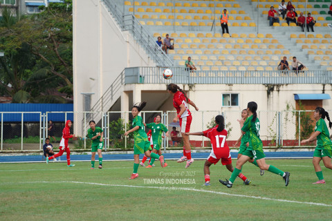 Katarina Stalin mencetak satu gol dalam kemenangan Indonesia 2-0 atas Makau di Kualifikasi Piala Asia Wanita U-17. Foto: PSSI