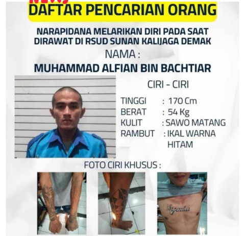 Poster pencarian napi yang kabur. Foto: Instagram/ @infodemakraya