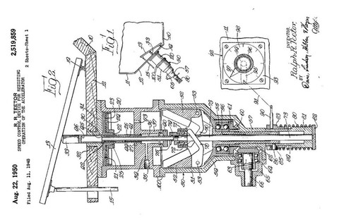 Rancangan cruise control milik Raplh Teetor dengan hak paten US Patent No. 2,519,859).   Foto: Dok. National Inventors Hall of Fame