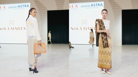 Fesyen berbahan dasar kain tapis dari Kampung Berseri Astra Negeri Katon, di peragaan busana. Foto: Dok. Astra