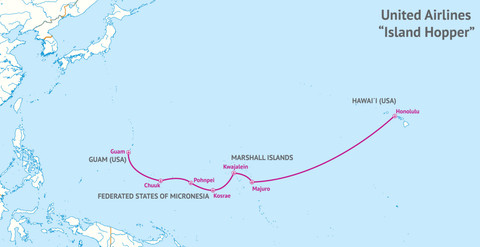 Rute penerbangan Island Hopper (Credit: Redgeographic, CC BY-SA 4.0, Wikipedia)
