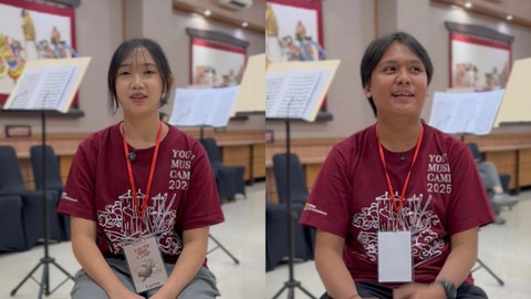 Leonora Larasati Sekarjati dan Reynold Rayllaya peserta Youth Music Camp dan Art Management Workshop 2025. Foto: Nuha K/ Pandangan Jogja