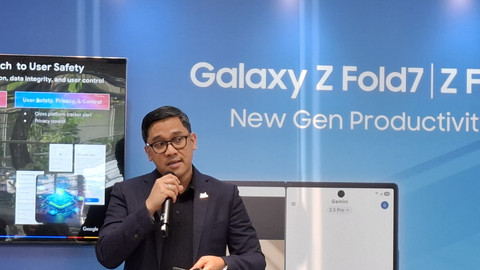 Denny Galant, Head of Indonesian Android Platform & Ecosystems Google, di acara Galaxy Z Fold7 I Z Flip7: New Gen Productivity Media Session di Jakarta, Selasa (21/10). Foto: Muhamad Ardiyansyah/kumparan