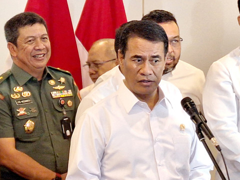 Menteri Pertanian Amran Sulaiman menghadiri konferensi pers Satu Tahun Kinerja Pembangunan Pertanian di Kementan, Jakarta, Rabu (22/10/2025). Foto: Argya D. Maheswara/kumparan 