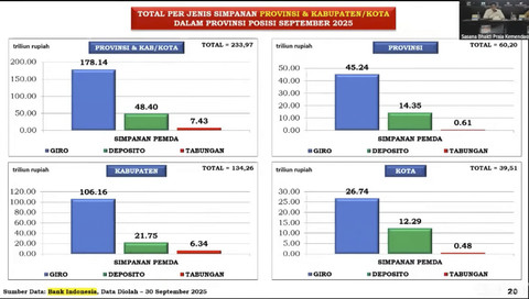Data uang pemda yang disimpan di perbankan. Foto: Youtube/ Kemendagri