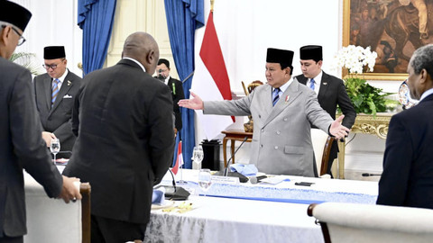 Presiden Prabowo Subianto menerima Presiden Afrika Selatan Cyril Ramaphosa di Istana Merdeka, Jakarta, Rabu (22/10/2025). Foto: Cahyo - Biro Pers Sekretariat Presiden
