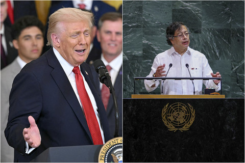 Kolase foto Presiden Amerika Serikat Donald Trump dan Presiden Kolombia Gustavo Petro.  Foto: AFP