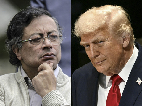 Kolase foto Presiden Amerika Serikat Donald Trump dan Presiden Kolombia Gustavo Petro.  Foto: AFP