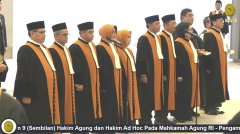 9 Hakim Agung Mahkamah Agung resmi dilantik. Foto: Youtube/ Mahkamah Agung Republik Indonesia
