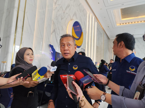 Wakil Ketua Umum NasDem Saan Mustopa usai hadiri acara Cek Kesehatan Gratis rangkaian HUT ke-14 NasDem di NasDem Tower, Jakarta, Sabtu (25/10/2025). Foto: Luthfi Humam/kumparan