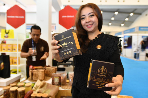 Salah satu UMKM Binaan Pertamina Java Criollo saat mengikuti acara Trade Expo Indonesia 40th yang diselenggarakan di ICE BSD, Tangerang, Banten pada Sabtu (18/10/2025). Foto: Dok. Pertamina