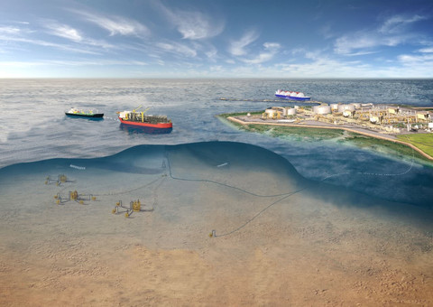 Proyek Lapangan Gas Abadi di Blok Masela di Laut Arafura, lepas pantai Kepulauan Tanimbar dan Maluku Barat Daya, Maluku. Foto: SKK Migas