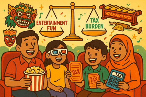 Ilustrasi Pajak Hiburan. AI Editing.