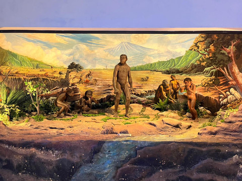 Ilustrasi foto di museum manusia purba sangiran memperlihatkan kehidupan manusia purba. Doc Pribadi