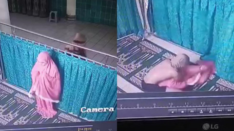 Rekaman CCTV seorang wanita menjadi korban pelecehan saat sedang sholat. | Foto: Istimewa