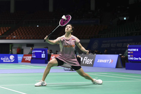 Ni Kadek Dhinda Amartya Pratiwi saat bermain di Korea Masters 2025. Foto: Dok. PBSI