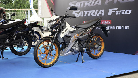 PT Suzuki Indomobil Sales 2W resmi meluncurkan motor Suzuki Satria Pro dan Suzuki Satria F150 di Sentul, Bogor, Sabtu (8/11/2025). Foto: Sena Pratama/kumparan