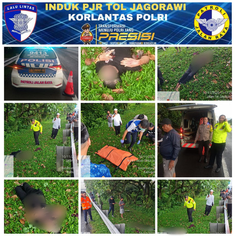 Mayat pria tanpa identitas ditemukan dengan kondisi kaki teringat di pinggir Tol Jagorawi. Foto: Dok. Istimewa