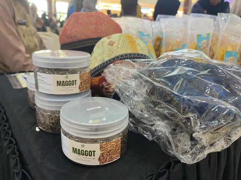 Maggot kering, salah satu produk dari Lembaga Pemasyarakatan Kelas 1 Palembang. Maggot dapat bermanfaat sebagai pakan ternak dan juga mengurangi sampah organik/Anyelir. 