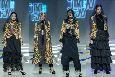 Koleksi Inen Signature saat show Asia Pacifis rayon di Jakarta Muslim Fashion Week 2026. Foto: Instagram @inen.signature