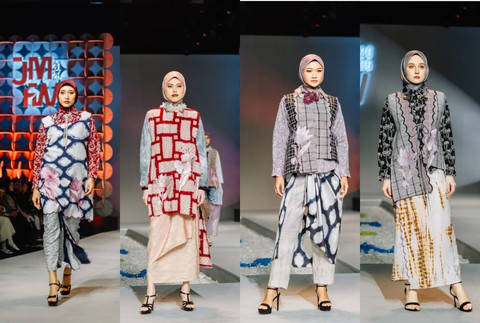 Koleksi Shibotik saat show Asia Pacifis rayon di Jakarta Muslim Fashion Week 2026. Foto: Instagram @shibotik