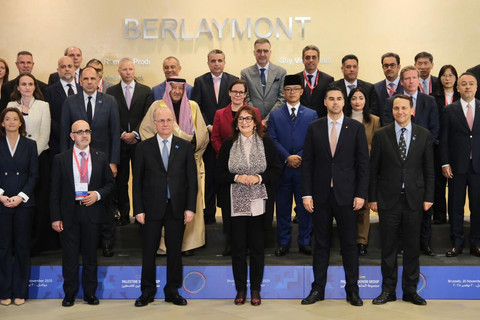 Menlu Sugiono menghadiri Pertemuan Tingkat Menteri Palestine Donor Group (PDG) di Brussels, Belgia, Kamis (20/11/2025). Foto: Kemlu RI