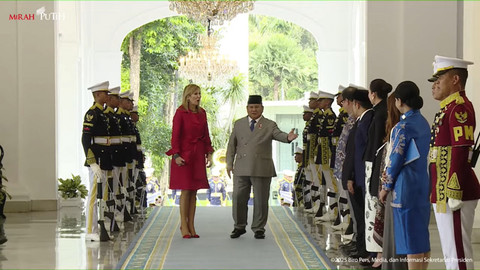 Presiden Prabowo Subianto terima kunjungan kerja Ratu Maxima di Istana Merdeka, Kamis (27/11/2025). Foto: YouTube/ Sekretariat Presiden
