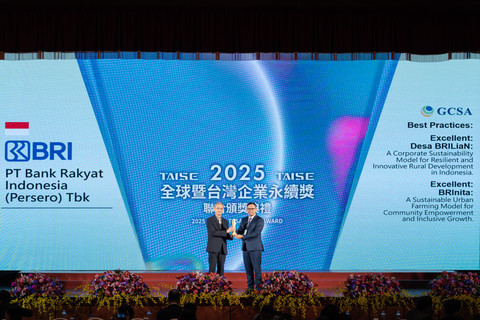 BRI berhasil meraih penghargaan Excellence untuk program BRInita dan Desa BRILiaN pada ajang Global Corporate Sustainability Awards (GCSA) 2025 di The Grand Hotel Taipei, Taiwan, Selasa (26/11). Foto: Dok. BRI