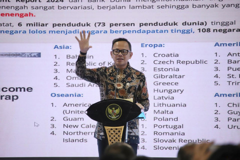 Wamendagri Bima Arya meminta pemda menciptakan inovasi berbasis solusi saat berpidato di Lamongan Award 2025. Foto: Dok. Kemendagri