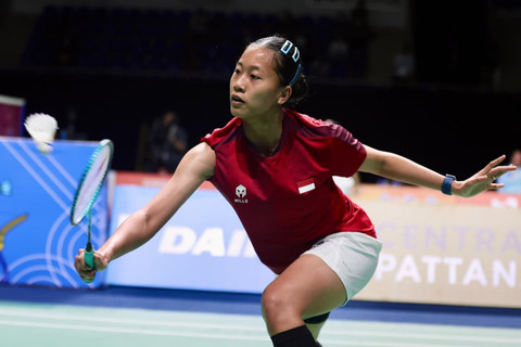 Tunggal putri Indonesia Putri Kusuma Wardani bertanding saat SEA Games Thailand 2025. Foto: PBSI