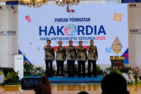 Peringatan Hari Antikorupsi Sedunia (Hakordia) 2025 di Bangsal Kepatihan Pemda DIY, Selasa (9/12/2025). Foto: Arfiansyah Panji Purnandaru/kumparan