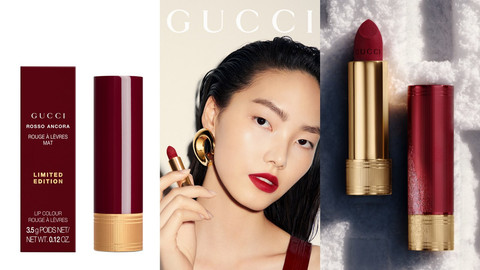 Tampil Elegan dengan Lipstik Merah Ikonis Gucci Rosso Ancora dari Gucci Beauty. Foto: Gucci Beauty