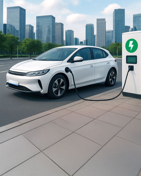 Ilustrasi mobil listrik.