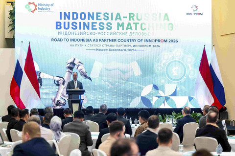 Menperin Agus Gumiwang saat Indonesia-Rusia Business Matching. Foto: Dok. Kemenperin