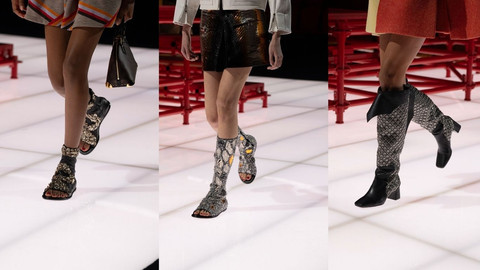 Gladiator boots mendominasi alas kaki yang dirilis Louis Vuitton pada koleksi Cruise 2026. Foto: Louis Vuitton