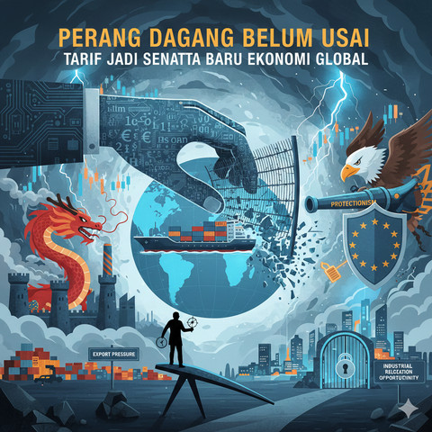 Ilustrasi perang dagang. Gambar Ilusi dari Gemini AI