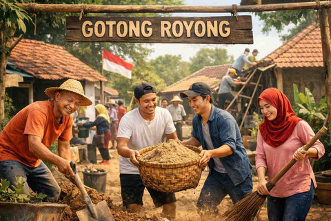 Ilustrasi gambar gotong royong oleh: AI