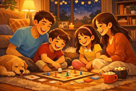 Kebersamaan sederhana penuh tawa, kehangatan keluarga yang tumbuh dari perhatian dan cinta. Gambar ini dihasilkan dari Gemini AI.