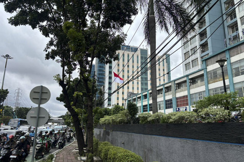 Kondisi kabel-kabel semrawut yang menjuntai di sepanjang Trotoar Jalan DI Panjaitan, Cawang, Jaktim, Kamis (18/12/2025). Foto: Abid Raihan/kumparan