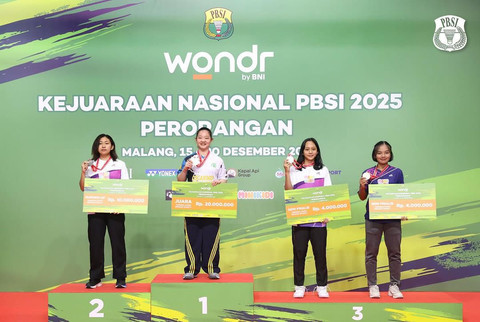 Atlet badminton perempuan asal Kota Pontianak menduduki peringkat 1 di Kejuaraan Nasional PBSI 2025. Foto: Dok. Istimewa