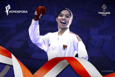 Leica Al Humaira Lubis raih medali emas cabor karate.  Foto: Instagram @kemenpora
