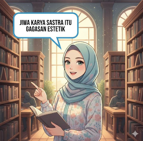 Gagasan estetik merupakan jiwa dari karya sastra. (Sumber: Gemini 3 AI)