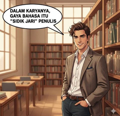 Gaya bahasa bagi penulis itu seperti “sidik jari” yang mengingatkan khalayak pembaca akan kekhasan caranya mengekspresikan suatu gagasan estetik. (Sumber: Gemini 3 AI)